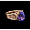 Image 1 : 14KT Rose Gold 3.82 ctw Tanzanite and Diamond Ring