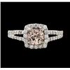 Image 2 : 0.80 ctw Morganite and Diamond Ring - 18KT White Gold