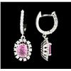 Image 4 : 2.60 ctw Sapphire and Diamond Earrings - 14KT White Gold