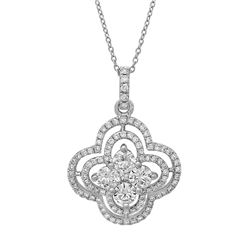 18k White Gold 0.93CTW Diamond Pendant, (SI1/G-H)