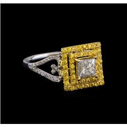 0.85 ctw Diamond and Yellow Sapphire Ring - 14KT Yellow Gold