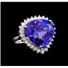 Image 1 : GIA Cert 28.94 ctw Tanzanite and Diamond Ring - 14KT White Gold