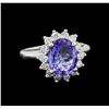 Image 1 : 3.45 ctw Tanzanite and Diamond Ring - 14KT White Gold