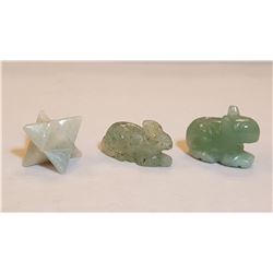 Natural Aquamarine 3 Piece Hand Carved Figurines