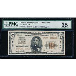 1929 $5 Dublin National Bank Note PMG 35