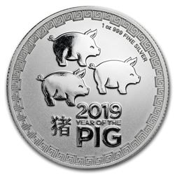 2019 $2 Lunar Year of the Pig Niue Silver Coin