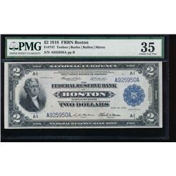 1918 $2 Boston Federal Reserve Bank Note PMG 35