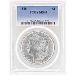 1886 $1 Morgan Silver Dollar Coin PCGS MS65