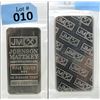 Image 1 : 10 Oz. Johnson Matthey Half Logo Back Silver Bar