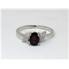 Image 1 : Garnet & Diamond Sterling Silver Solitaire Ring