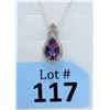 Image 1 : Amethyst & Diamond Sterling Silver Pendant