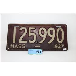 1927 Massachusetts License Plate