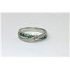 Image 1 : Sterling Silver Emerald & Diamond Band Ring