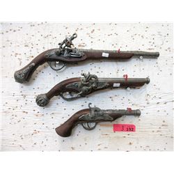 3 Replica Flint Lock Guns - Longest is 20"