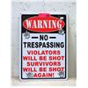 Image 1 : Embossed Metal "No Trespassing" Sign - 12" x 16"