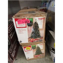 Two 6.5 Foot Illuminated Christmas Trees