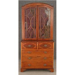 GEORGE III MAHOGANY SECRETARY WITH BOOKCASE TOP