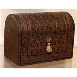 EDWARDIAN EMBOSSED LEATHER LETTER BOX