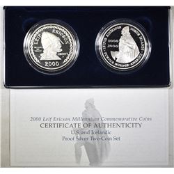 2000 LEIF ERICSON 2-COIN PROOF SET ORIG PACKAGING