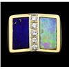 Image 2 : 0.15 ctw Diamond, Opal and Lapis Lazuli Ring - 14KT Yellow Gold