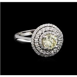 1.50 ctw Light Yellow Diamond Ring - 14KT White Gold