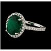 Image 1 : 3.45 ctw Emerald and Diamond Ring - 14KT White Gold