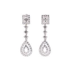 3.70 ctw Diamond Earrings - 14KT White Gold