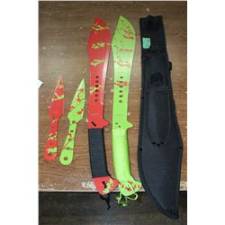 1 Pkgs of 2 Machetes & 2 Throwing Knives