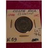 Image 1 : 1948 Costa Rica 25 Centimos UNC High Grade