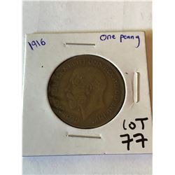 1916 Great Britain LARGE One Penny