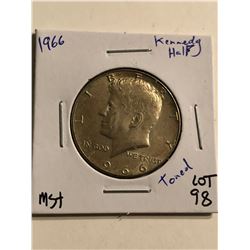 1966 P Kennedy Silver Half Dollar Toned MS  High Grade