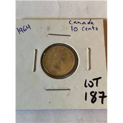 1964 Silver Canada 10 Cents Nice High Grade Coin