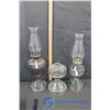 Image 1 : (2) Oil Lamps and (1) Base