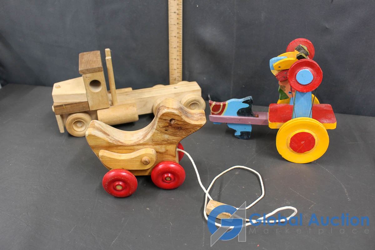 Wooden Toys w/Pull String