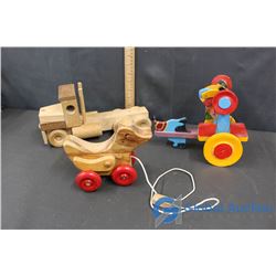 Wooden Toys w/Pull String