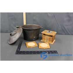 Coaster Set & Cast Iron Pot