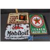 Image 1 : (3) Texaco, Shell & Mobiloil Tin Signs