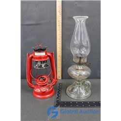 Glass Finger Lamp & Red Lantern