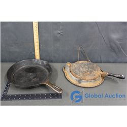 Cast Iron Frying Pan & Waffle Iron