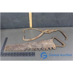 Unique Hand Saw & Ice Tongs