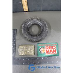 Redman Chewing Tobacco Patch, Massey Ferguson Belt Buckle & Good Year Tire