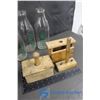 Image 5 : Dairy Pool Butter Crate, (2) Antique Wooden Butter Presses & (3) Embossed Milk Bottles