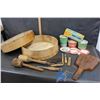 Image 1 : Antique Wooden Cheese Box & Cheese Items