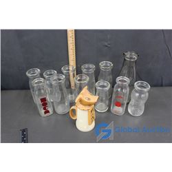 Collection of Milk Bottles - Labels Embossed (12)