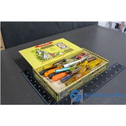 Simon's Cigar Box & Assortment of Mini Screw Drivers
