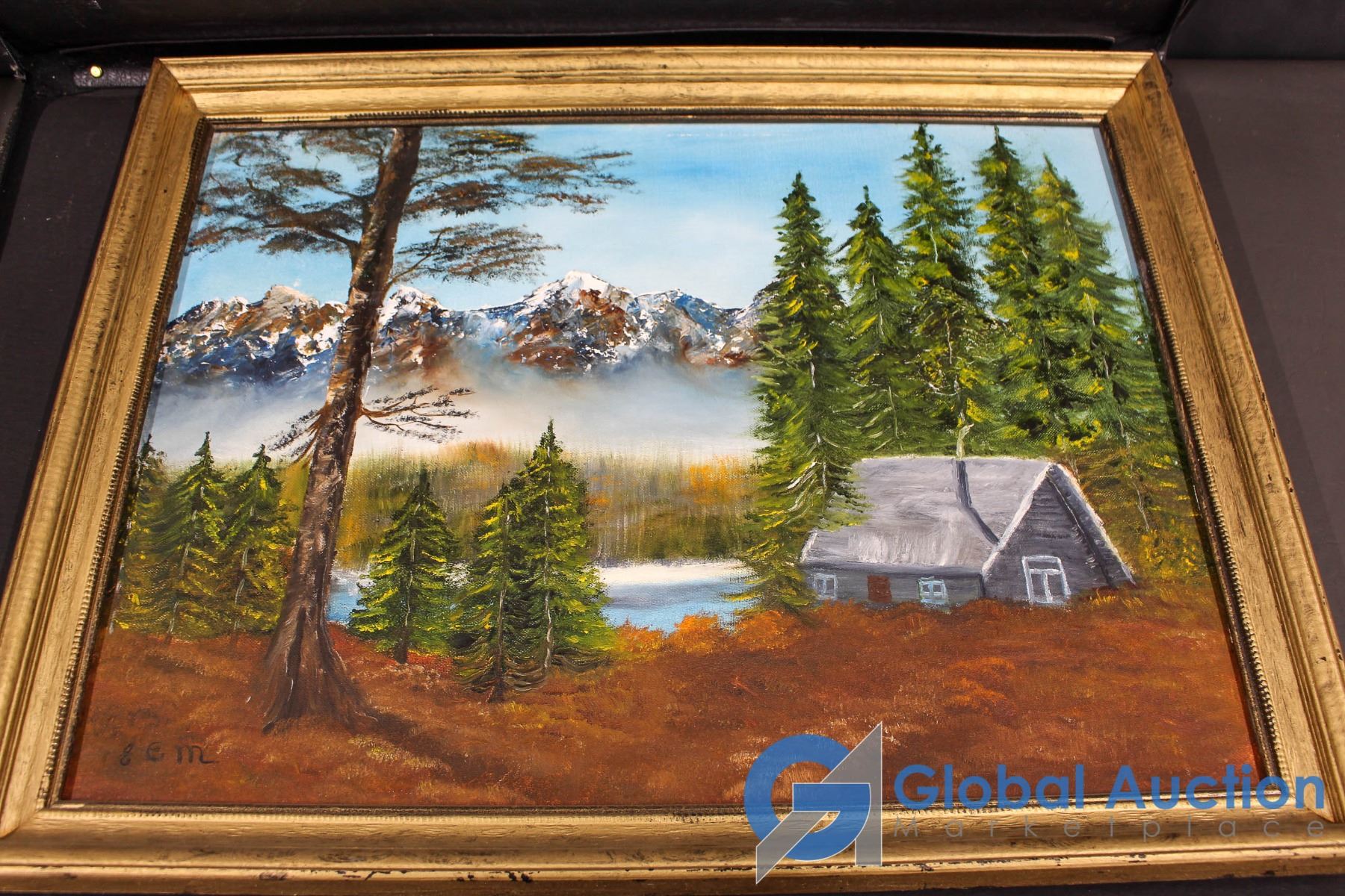 Leather Art Carrier E C M Original Oil Painting