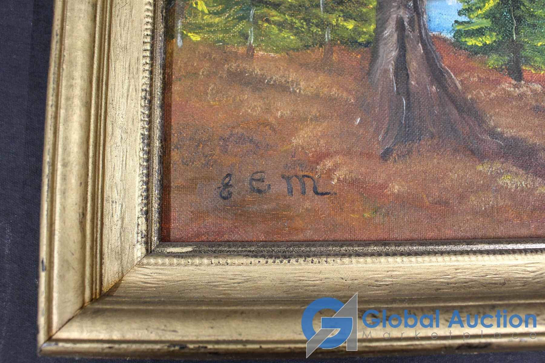 Leather Art Carrier E C M Original Oil Painting