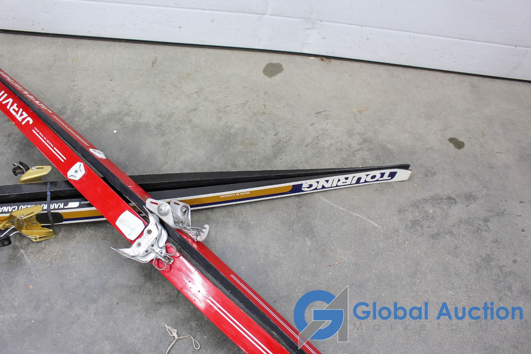 (2) Pair Vintage Cross Country Skis w/ 3 Pairs of Boots & Ski Wax