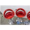 Image 3 : 4 Height Adjustable Red & Chrome Barstools - BID PRICE PER STOOL, TIMES 4