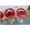 Image 4 : 4 Height Adjustable Red & Chrome Barstools - BID PRICE PER STOOL, TIMES 4